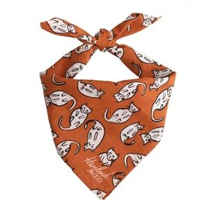 Hemlock Scarf No 033 — White Cat on Orange Background
